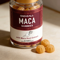Gummies à la Maca pour Adultes (Non destiné aux Femmes) – Énergie et Concentration Équilibrées (60 Gummies/Nouvelle Bouteille)
