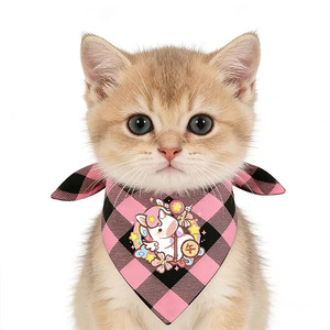 Pet Triangle Bib Checkered Pink Green <b>Red</b> Blue Single Layer For Cats Dogs All Seasons Neck Warmer - Product Image 5