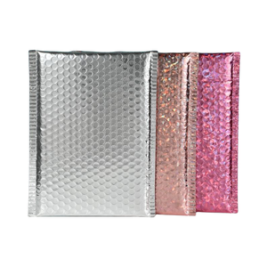 Sacs de courrier holographiques personnalisés, enveloppe matelassée et personnalisée, en feuille métallique, avec fermeture à glissière, pour la livraison express, 50 pièces - Product Image 1