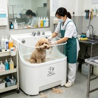 Baignoire Spa pour Chien en Acrylique avec Ozone, Massage Thérapeutique et Sans Stress
