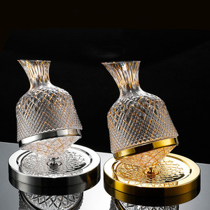 Portable 1500ml grande capacité cadeau personnalisé fait à la main série d'art de luxe décanteur de vin en verre de cristal avec plateau en acier inoxydable - Product Image 5
