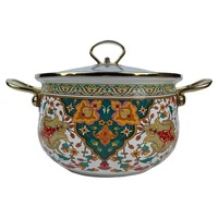 Marmite à soupe en émail écologique de style marocain en forme de pomme, 20/22/24 cm, à double anse, pour cuisinière à gaz et à induction