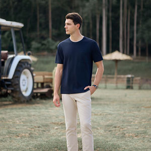 T-Shirt Short Sleeve Solid Color Cotton 51-70% For Leisure Wear - Product Image 4