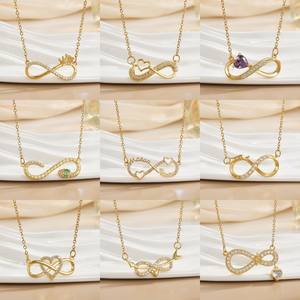 Groothandel Dames Infinity Sieraden RVS Verguld Zirkoon Infinity Hangertje Ketting voor Dames - Product Image 2