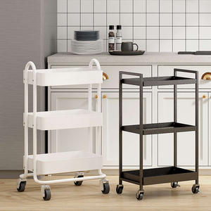 Organizador móvil de acero al carbono para cocina y hogar, 3 niveles, carrito de almacenamiento rodante para servir - Product Image 4