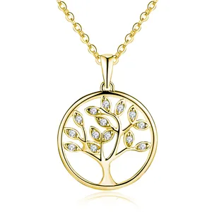 Wholesale Jewelry OEM/ODM 925 Sterling Silver Zircon Charm Tree Shape Pendant and Necklace