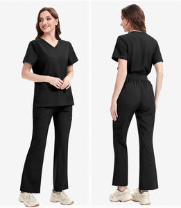 Nuovo Design 2026: Divisa Ospedaliera all'Ingrosso con Scollo a V per Donne, <span class=keywords><strong>Infermiere</strong></span> e Medici, Completo con Top e Pantaloni a Zampa - Product Image 2
