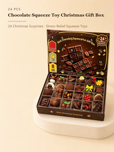 24 Juguetes Antiestrés de Chocolate en Caja de Regalo de Navidad, Juguetes Sensoriales de PU para Aliviar el Estrés - Product Image 1