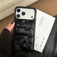 Coque de téléphone 3D matelassée en coton doux au toucher, motif camouflage, pour iPhone Air 17 16 15 14 13 Pro Max