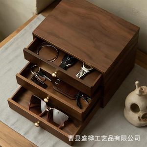 <b>Drawer</b> <b>Storage</b> <b>Box</b> Rectangle Solid Color Wood 3 Tier Desktop Organizer for Cosmetics Office Jewelry <b>Storage</b> - Product Image 3