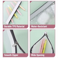Sac à fermeture éclair personnalisé pour école stylo à crayon en TPU givré souple coréen Ins Sac à crayons en plastique transparent portable Pochette à crayons