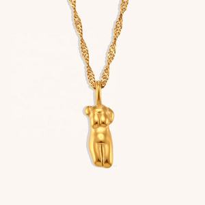 2023ファッションデザイン抽象的なボディ & フェイスペンダントネックレスステンレススチールジュエリーチェーンネックレス - Product Image 4