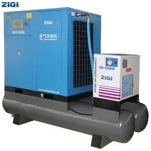 New technology energy saving AC power 15Kw 380V 50HZ one stage electric integrated type air screw compressor for air