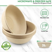 Gianty 2000ml Bols à salade jetables en bagasse de canne à sucre, compostables, écologiques, compatibles micro-ondes, avec couvercle, 50 pièces pour usage festif