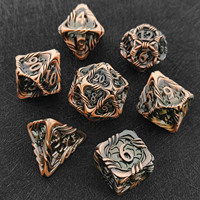 Dés de jeu de rôle polyédriques en laiton massif émaillé rouge et or, esthétiques et luxueux, pour jeux de table