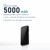 PDA portable robuste HDT500, Android 11/13, 8 cœurs 2,2 GHz, lecteur de codes-barres 2D, écran HD+ de 5,45 pouces, IP66, 4G LTE, 5000 mAh, 13 MP