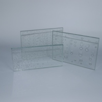 Panel de Vidrio Decorativo Transparente con Patrón de Burbujas Integrado, Vidrio Artístico para Puertas, Ventanas, Divisiones y Decoración del Hogar