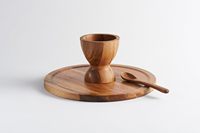 Présentoir à gâteaux en bois massif 2 en 1 Table à dessert ronde en bois d'acacia pour décoration intérieure Présentoir à gâteaux