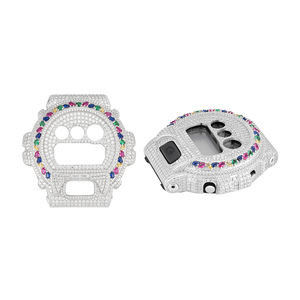 Lunette de montre Hip Hop VVS Mossinite pour montre <span class=keywords><strong>G</strong></span> <span class=keywords><strong>Shock</strong></span> GW6900, montre en argent 925, lunette en moissanite, couleur CZ bleu rouge, lunette de montre - Product Image 6