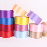Ruban en satin double face personnalisé en gros, couleurs unies douces pour la décoration de scènes de mariage, bouquets de fleurs, artisanat fait main, cadeaux DIY