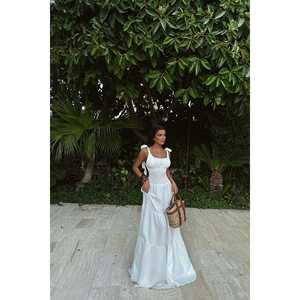 Vestido Largo Informal Blanco con Tirantes - Product Image 6