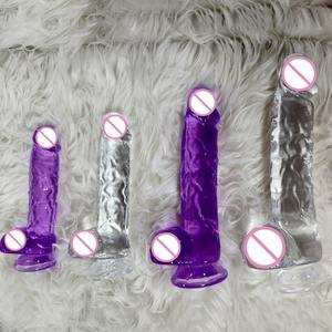 Jouet sexuel en gros pour femmes, gros gode, masturbation, pénis artificiel, jouets sexuels pour adultes, gode en cristal, TPE, pénis transparent - Product Image 4