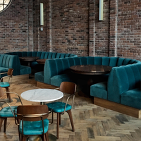 Ensemble de sièges et canapés demi-circulaires contemporains en cuir et bois pour restaurants et cafés à usage commercial