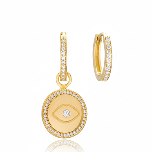 Boucles d'oreilles pendantes de forme ronde Design Eye fait à la main élégant en gros turc 925 bijoux en argent Sterling - Product Image 2