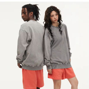 Logotipo personalizado OEM y ODM impresión 425G lavado pesado viejo cuello redondo Sudadera con capucha Retro abrigo suelto High Street Casual Sudadera con capucha hombres - Product Image 3