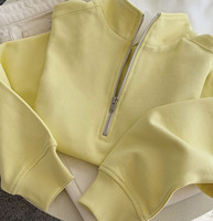 Sweat-shirt demi-zip tricoté jaune personnalisé en usine, pull d'hiver/automne de haute qualité pour femme, design doublé, faible MOQ