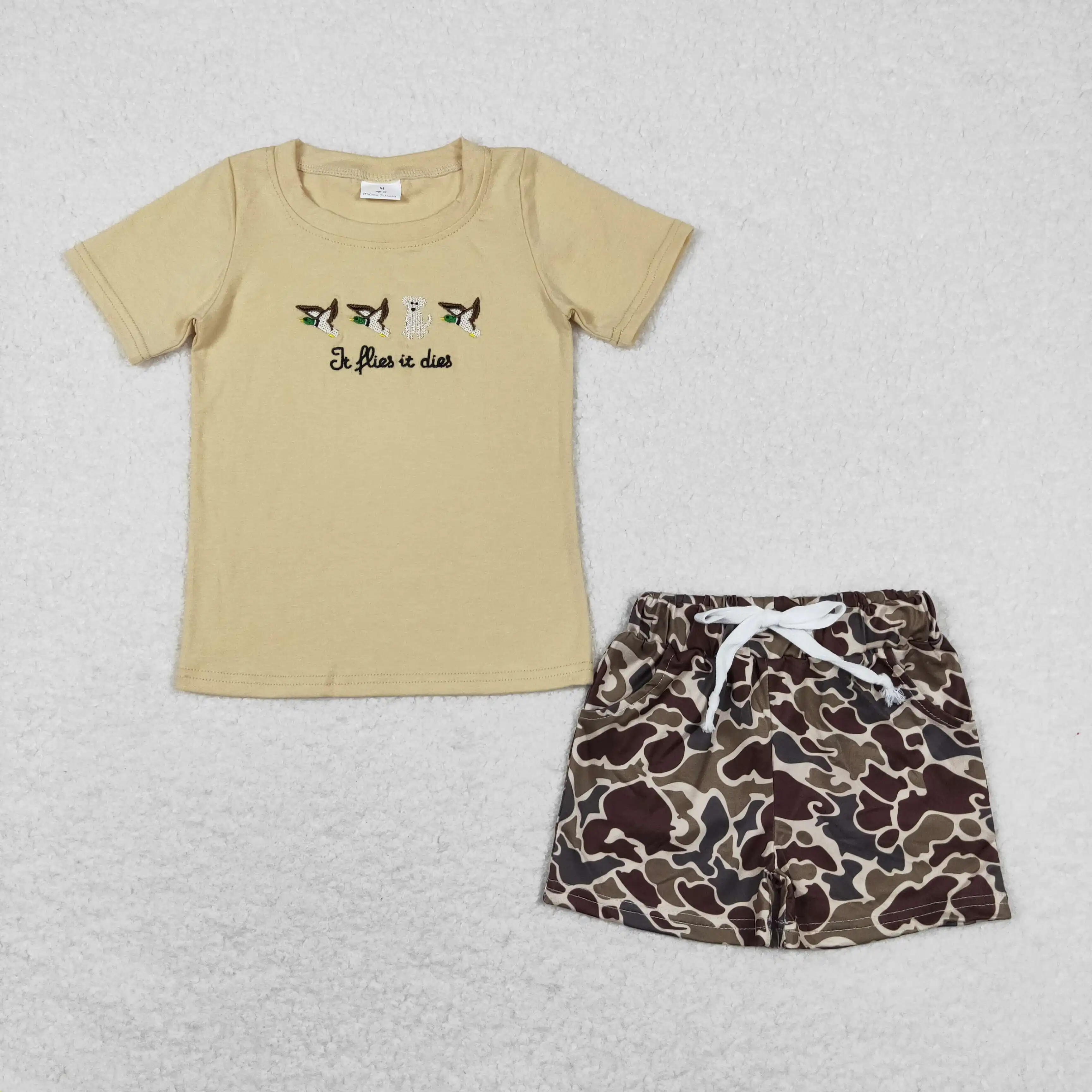 New design kids shorts 2pcs camo suits children clothing hunter sets baby boy duck outfits boutique clothes