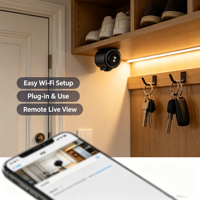 OiKay Smart Security Mini Camera 1080P Draadloze WiFi-camera's voor baby's, binnen, thuiskantoor met IR-nachtzicht, bewegingsdetectie