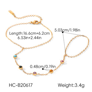 Bracelet de doigt en acier inoxydable plaqué or 18 carats, zircon scintillant, ne se décolore pas, chaîne de main en acier inoxydable, bijoux pour femmes - Product Image 5