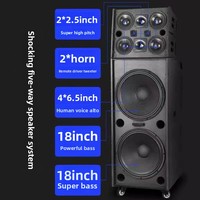 GENCE ZB-18010 Enceinte Subwoofer Line-Array en Bois 18 Pouces 2.1 Canaux 3800W Haute Puissance Autonomie de 6 Heures Fonction Radio