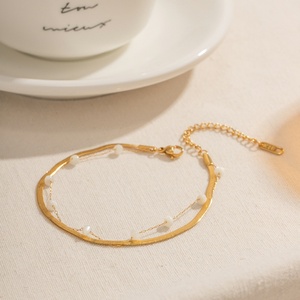 Adjustable Fashion Snake Bar Chain <b>Bracelet</b> <b>Women</b> Double Layered 18K Gold Plated Chain <b>Bracelets</b> - Product Image 3