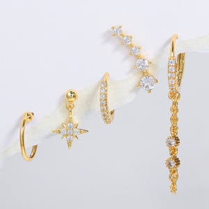 Aretes Minimalistas con Piedras Preciosas Brillantes en Forma de Estrella para Mujer, Envío Rápido, en Existencia, Juego de Aretes con Borla, Regalo para Amigas - Product Image 2