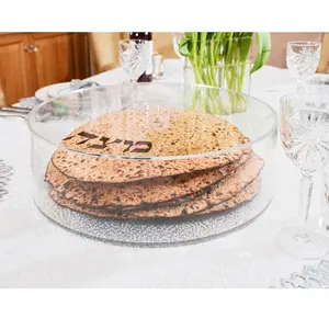 Lucite Passover Round Matzo Box for Schmura Matzah at Pesach 12inch