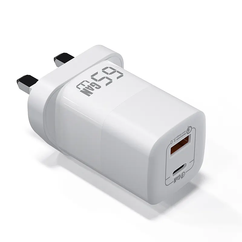 Pengisi daya dinding usb c GaN, pengisi daya Cepat 65w EU US UK port Ganda usb isi daya Cepat Pd 65w adaptor dinding untuk Laptop tipe c Macbook Ipad Iphone