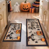 Ensemble de tapis de cuisine décoratifs modernes pour Halloween, antidérapants, avec des motifs de fantômes et de citrouilles, lavables en machine