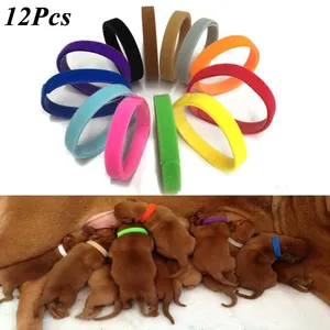 12 Pcs Set Puppy Newborn Pets Identify Collars Adjustable Nylon Small Pet Dog Collars Kitten Necklace Puppy Collars