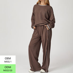 Vente en gros de sweatshirt de <span class=keywords><strong>jogging</strong></span> personnalisé de haute qualité vêtements de sport de fitness pour femmes ensembles de couleurs contrastées pour l'entraînement - Product Image 4