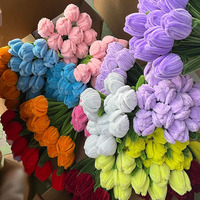 Fleur artificielle tulipe en chenille faite à la main, tige unique, pour décoration intérieure, cadeau fête des Mères, garniture de vase et présentation