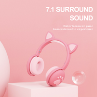 Écouteurs sans fil Bluetooth avec oreilles de chat mignonnes, casque sportif Macron
