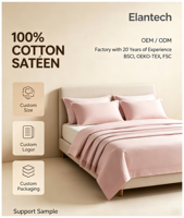 Ensemble de draps en coton biologique solide, collection de literie en satin 100% coton 60S