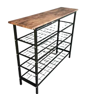 Industrielle Metall Schuh bank Rack 4 Tier Holzplatte Vintage Schuh regal Lagerung Organizer, Schuhs chrank Möbel