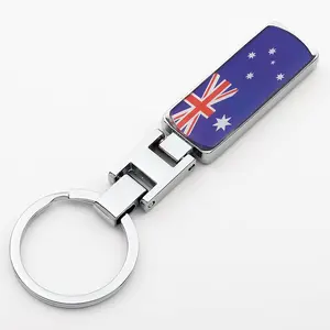 ZWD71 Car key pendant small jewelry gift giveaway metal patriotic heart country flag keychain with H buckle