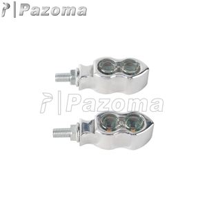 2X Universal 8mm cromo LED Luz de señal de giro lámpara ámbar para Kawasaki <span class=keywords><strong>Ninja</strong></span> <span class=keywords><strong>Yamaha</strong></span> YZF v-star Honda Suzuki la mayoría de las motocicletas - Product Image 2