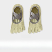 Calcetines de Yoga y Pilates Profesionales Antideslizantes de Cinco Dedos, Personalizados, con Puño en la Parte Inferior, Tejidos para Otoño, Ecológicos y Transpirables
