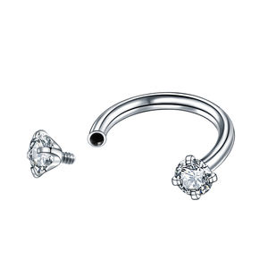 En gros Anneau <span class=keywords><strong>fer</strong></span> à <span class=keywords><strong>cheval</strong></span> en acier inoxydable avec zircone cubique (CZ) 16G pour piercing de nez, <span class=keywords><strong>tragus</strong></span>, cartilage interne de l'oreille, septum et bijoux de corps - Product Image 2