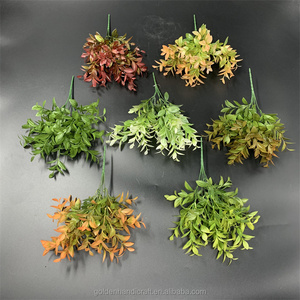 QSLH G-118 all'ingrosso piccole piante artificiali piante verdi 30cm 5 forchette piccolo bouquet colorato erba artificiale foglie artificiali - Product Image 1
